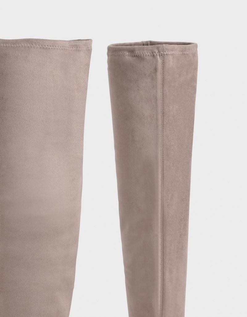 Cizme Inalte Charles & Keith Textured Thigh Maro | 340HSTNXG