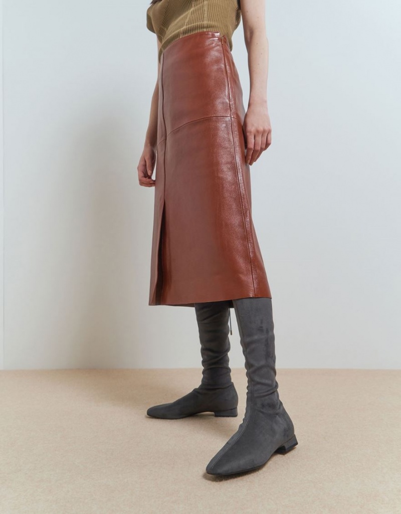Cizme Inalte Charles & Keith Textured Thigh Gri Inchis | 391TGOENH