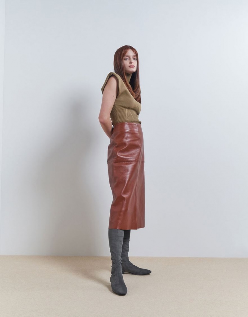 Cizme Inalte Charles & Keith Textured Thigh Gri Inchis | 391TGOENH