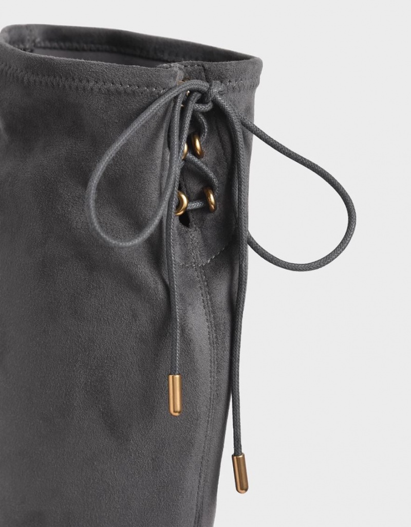 Cizme Inalte Charles & Keith Textured Thigh Gri Inchis | 391TGOENH