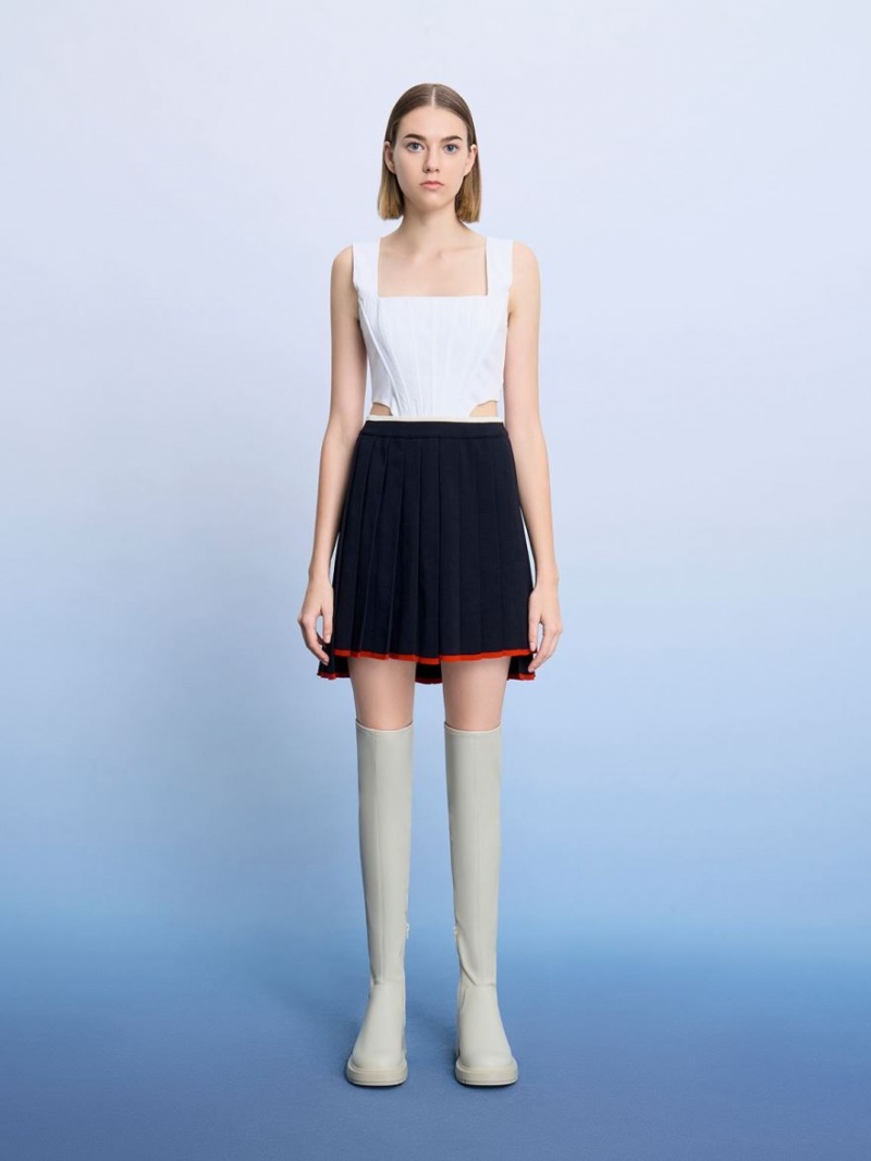 Cizme Inalte Charles & Keith Zip-Up Thigh Albi | 685JTHRLW