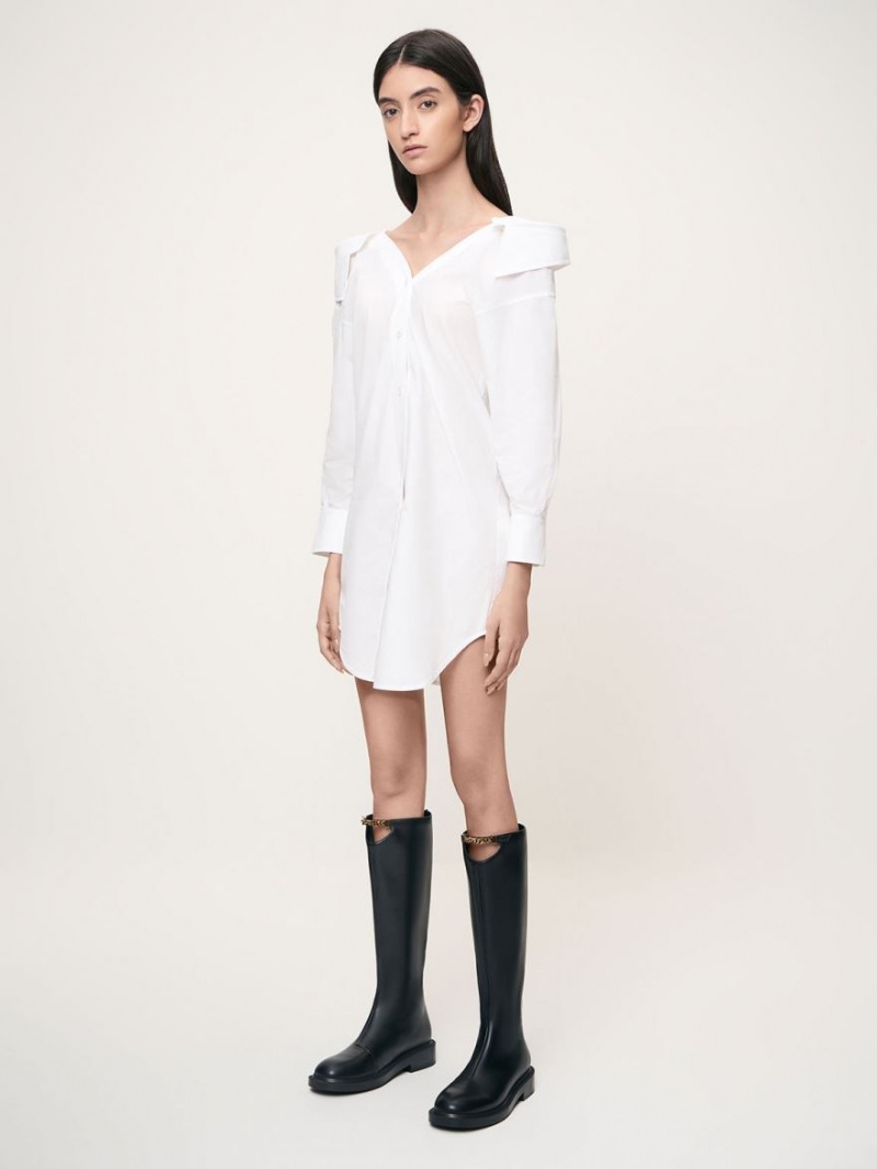 Cizme Pana La Genunchi Charles & Keith Chain-Link Cut-Out Negrii | 642XFSGCR