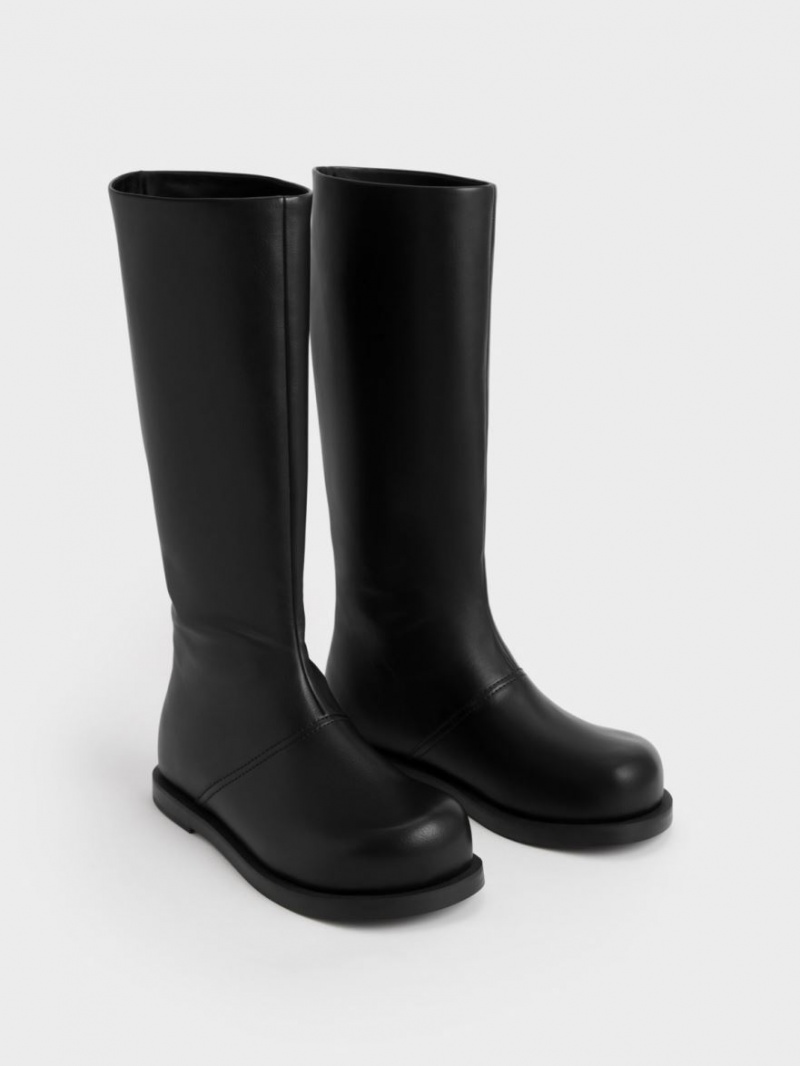 Cizme Pana La Genunchi Charles & Keith Faux Piele Negrii | 234LJKBCX