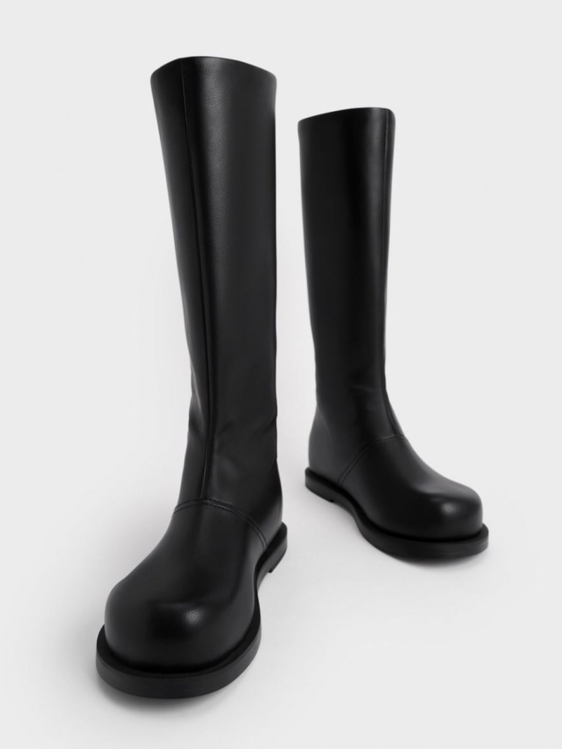 Cizme Pana La Genunchi Charles & Keith Faux Piele Negrii | 234LJKBCX