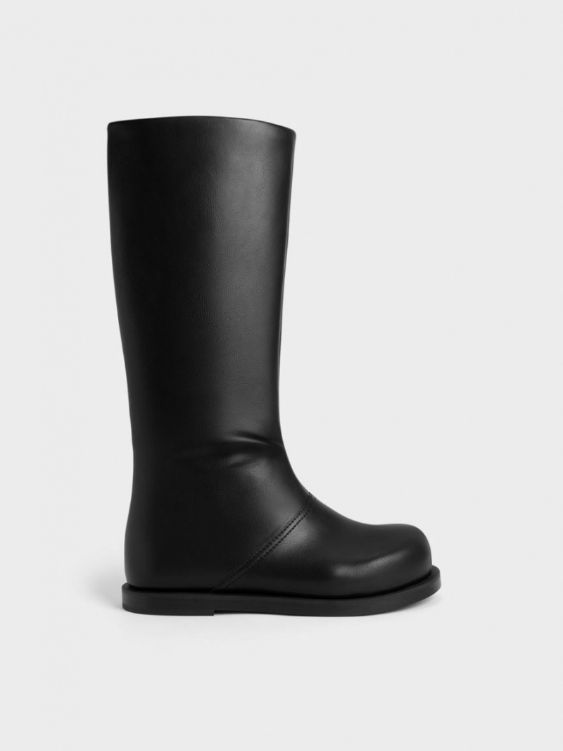 Cizme Pana La Genunchi Charles & Keith Faux Piele Negrii | 234LJKBCX