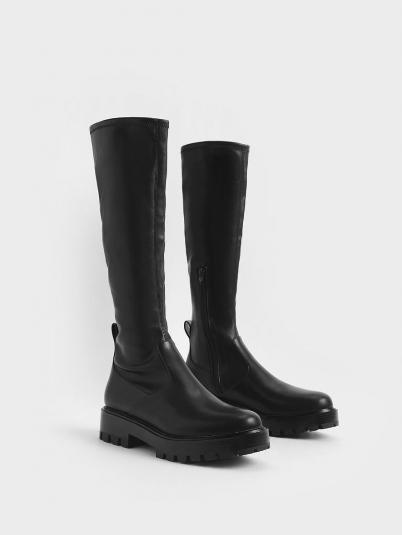 Cizme Pana La Genunchi Charles & Keith Faux Piele Negrii | 429YSXUGP