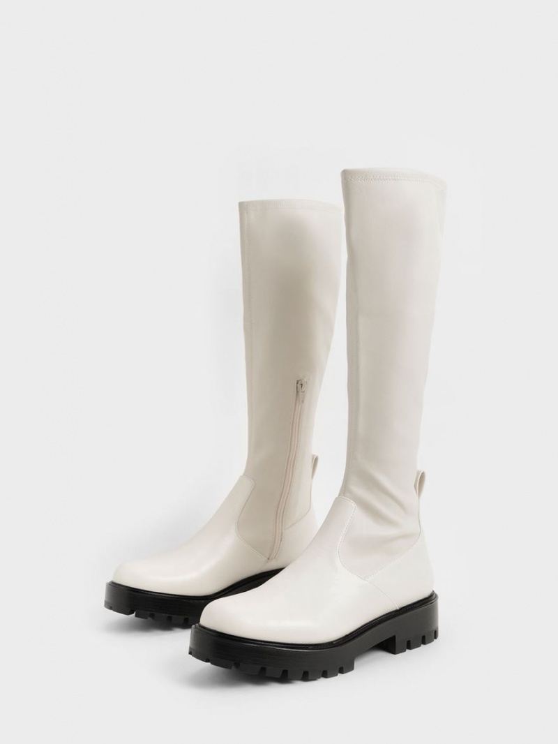 Cizme Pana La Genunchi Charles & Keith Faux Piele Albi | 843HKTSQV
