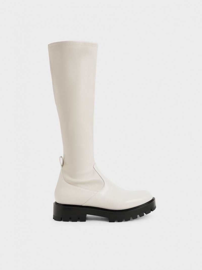 Cizme Pana La Genunchi Charles & Keith Faux Piele Albi | 843HKTSQV