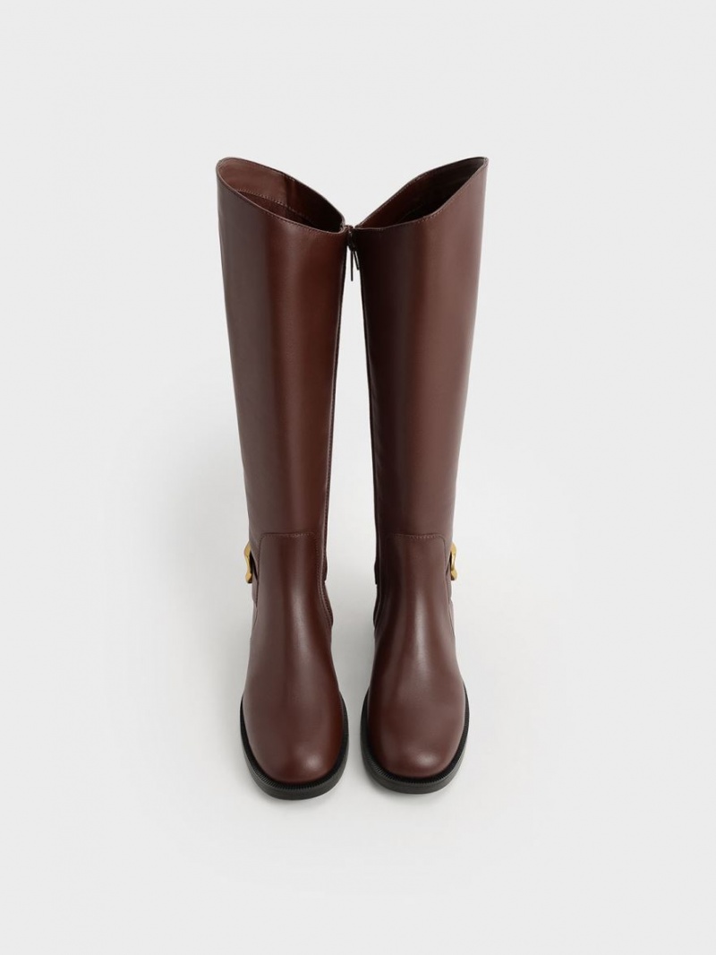 Cizme Pana La Genunchi Charles & Keith Gabine Piele Maro | 470SGWECH
