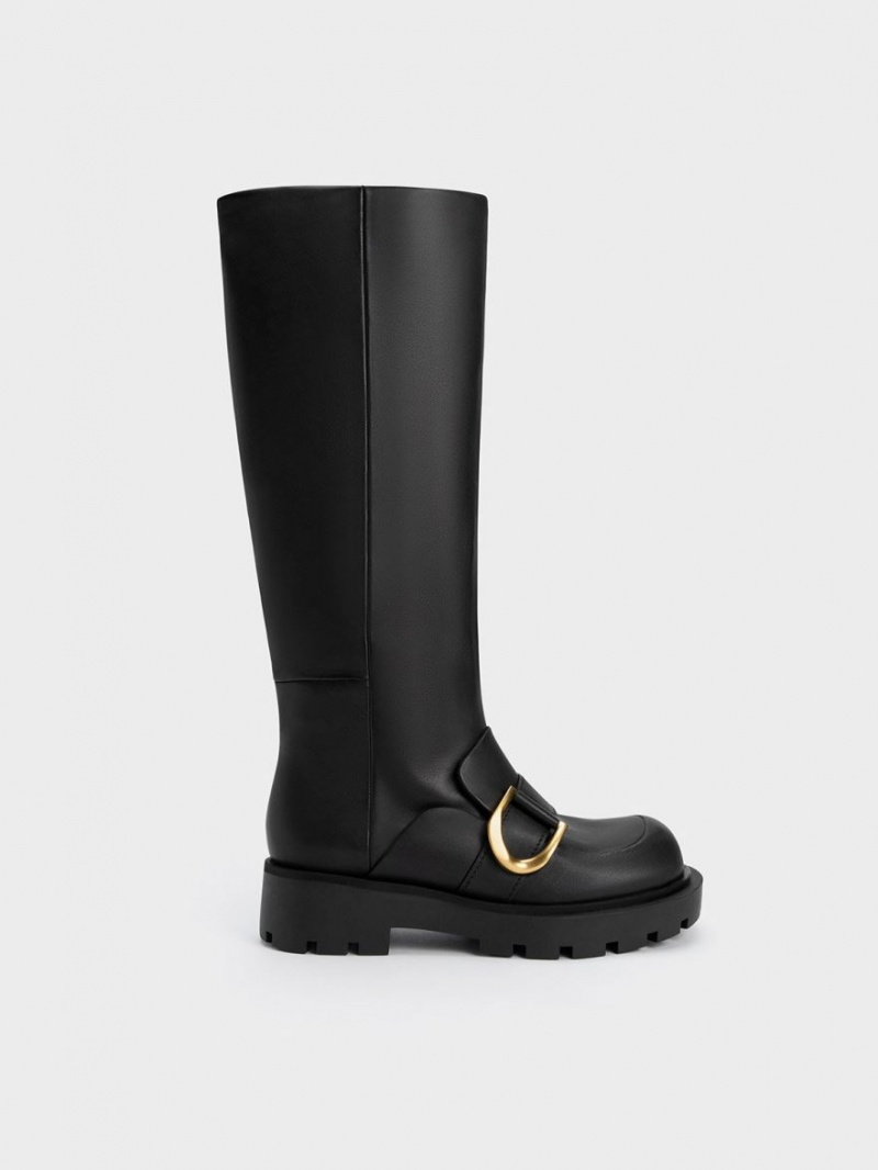 Cizme Pana La Genunchi Charles & Keith Gabine Loafer Negrii | 021NRUVGH