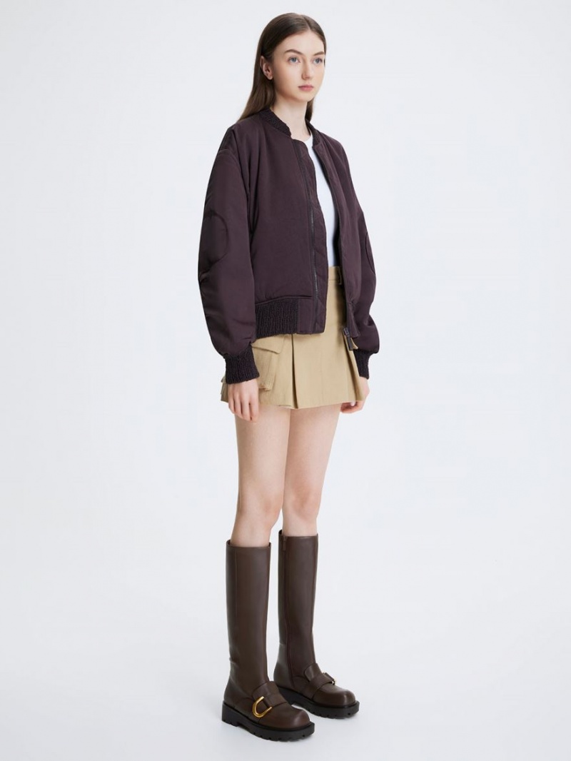 Cizme Pana La Genunchi Charles & Keith Gabine Loafer Maro Inchis | 985OTEMVK