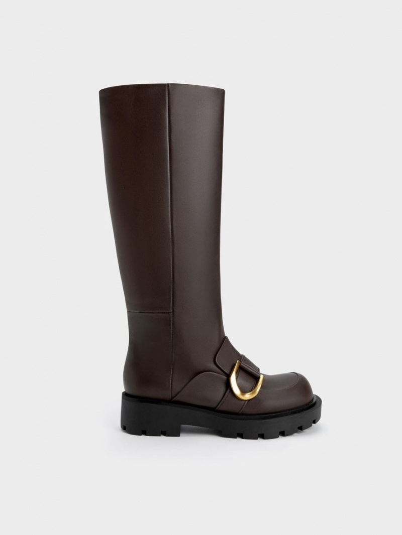 Cizme Pana La Genunchi Charles & Keith Gabine Loafer Maro Inchis | 985OTEMVK