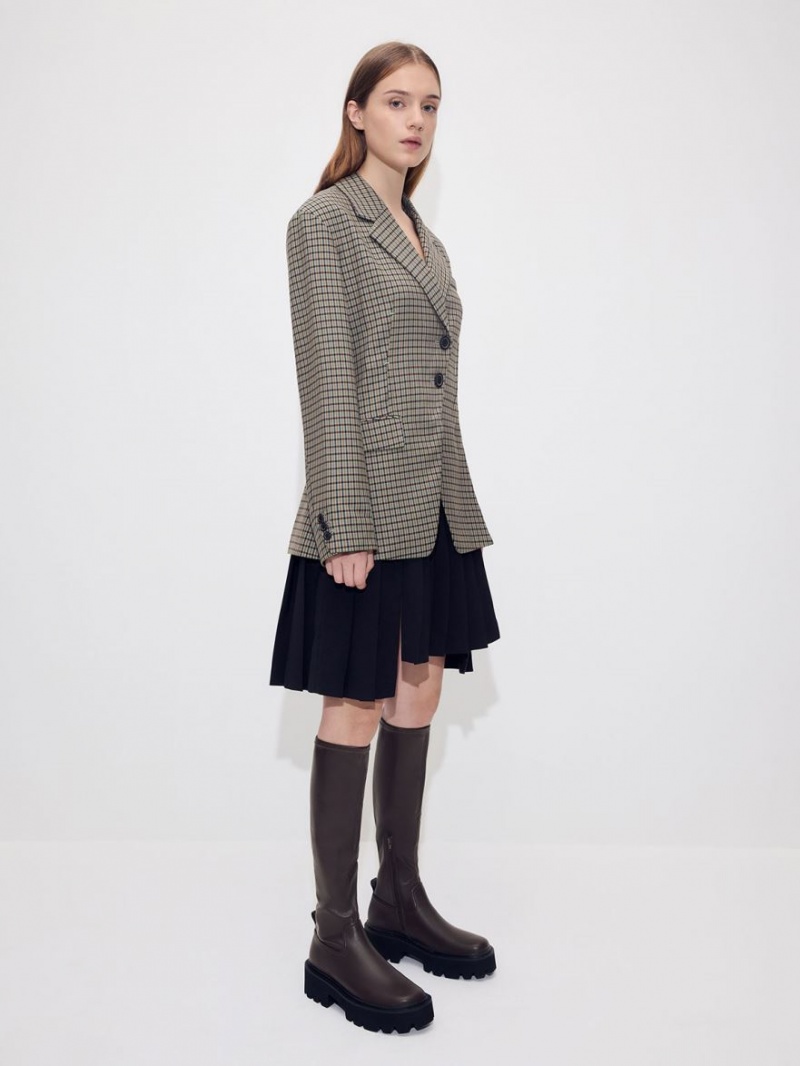 Cizme Pana La Genunchi Charles & Keith Grosolan Platforma Maro Inchis | 278VXDCJU