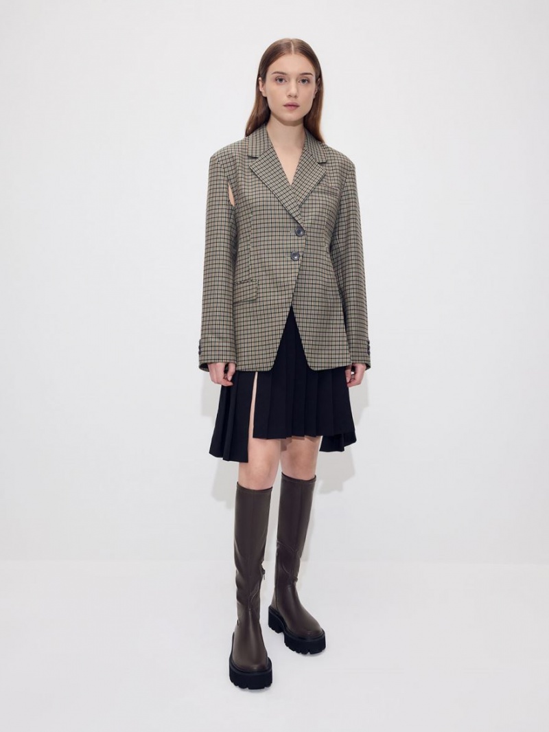 Cizme Pana La Genunchi Charles & Keith Grosolan Platforma Maro Inchis | 278VXDCJU