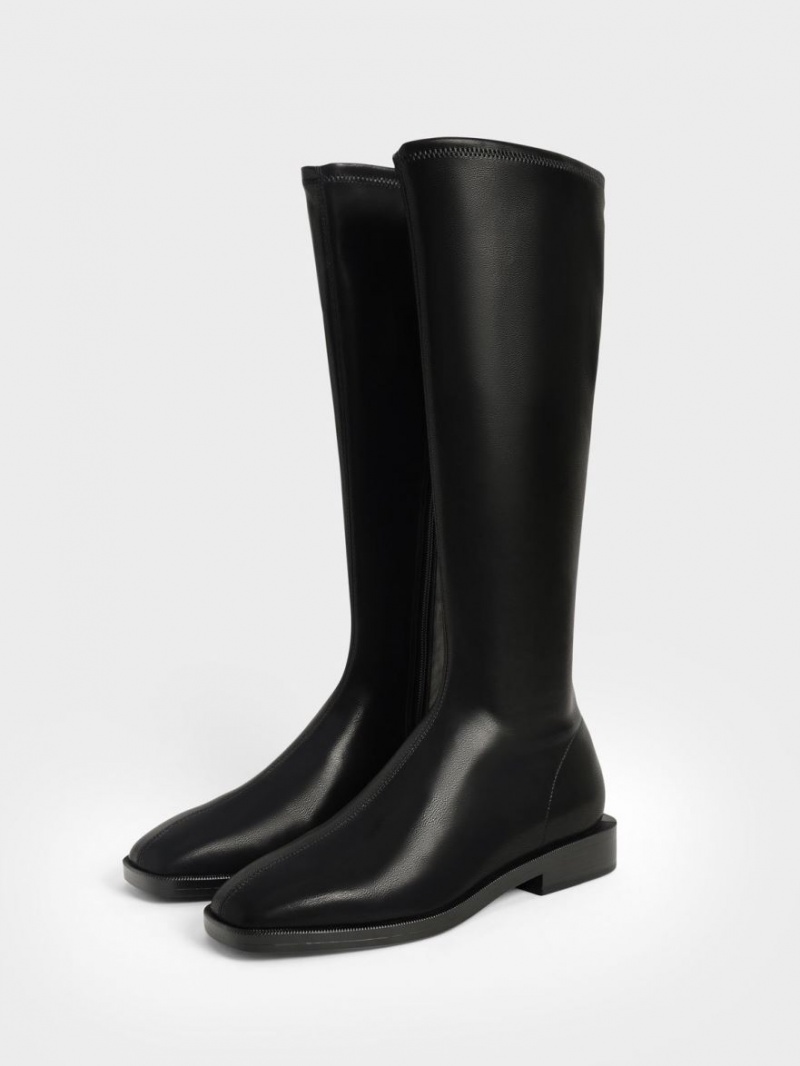 Cizme Pana La Genunchi Charles & Keith Plati Negrii | 169TWNIBU