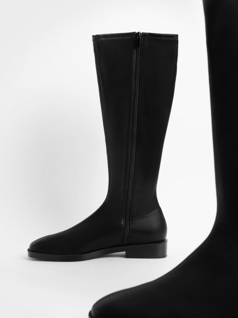 Cizme Pana La Genunchi Charles & Keith Plati Negrii | 169TWNIBU