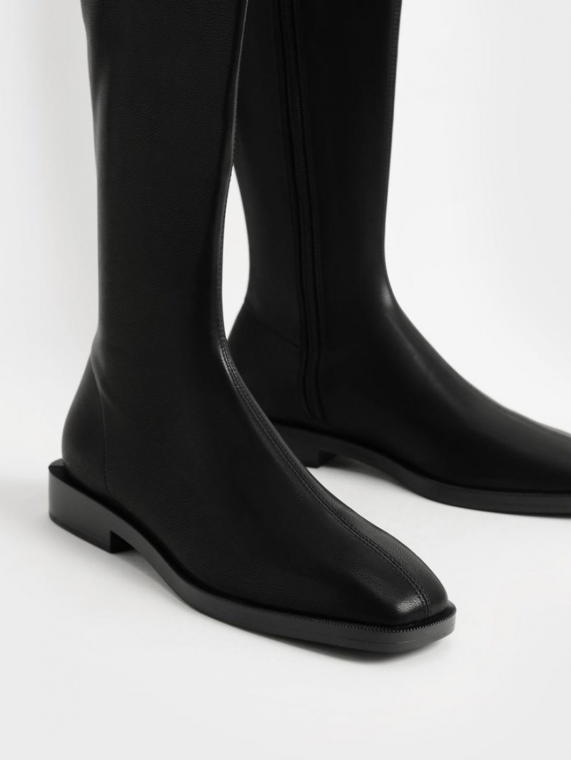Cizme Pana La Genunchi Charles & Keith Plati Negrii | 169TWNIBU