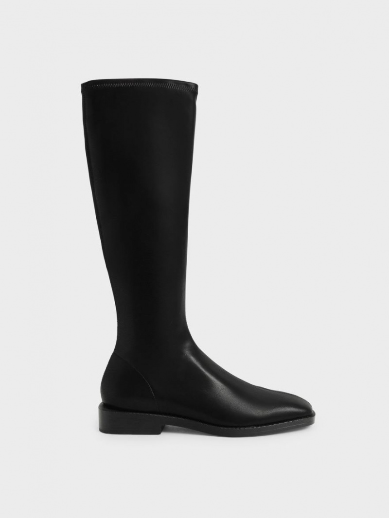 Cizme Pana La Genunchi Charles & Keith Plati Negrii | 169TWNIBU