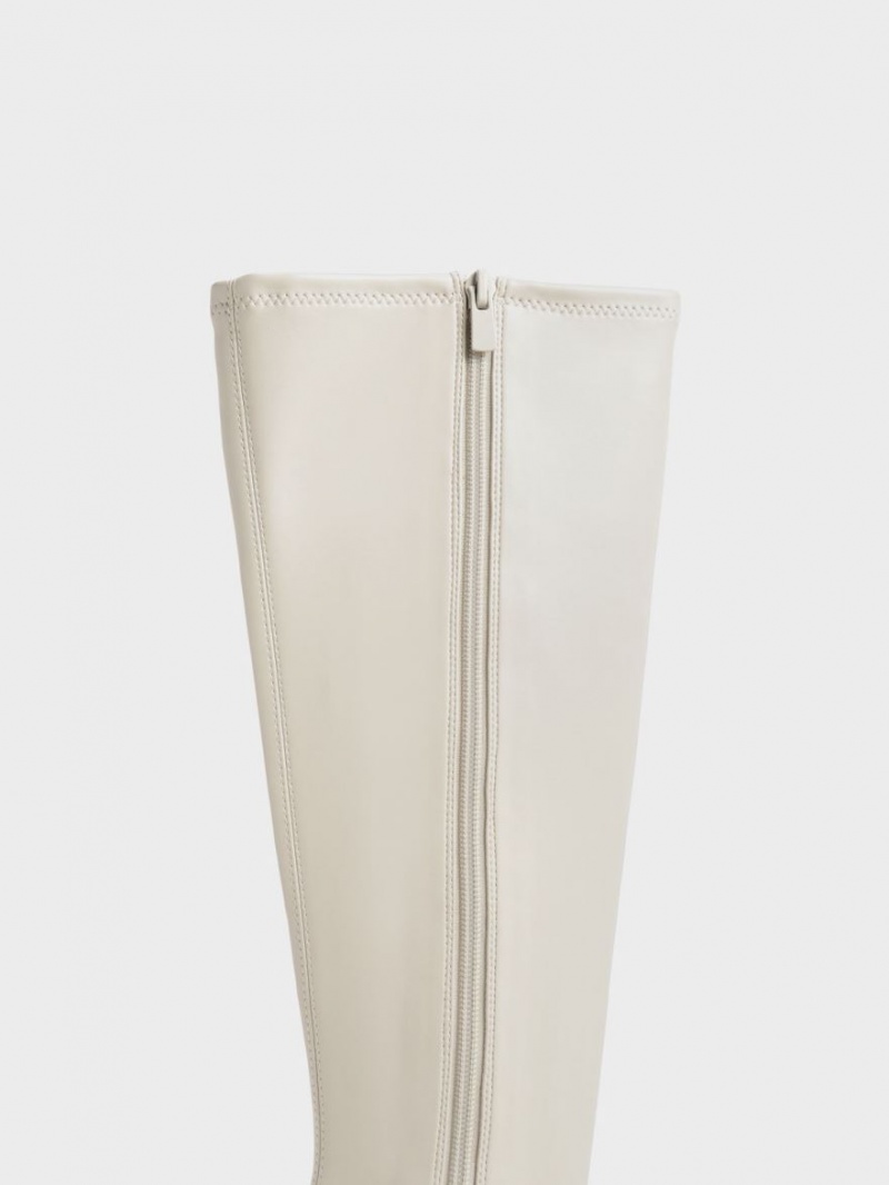 Cizme Pana La Genunchi Charles & Keith Plati Albi | 185XFZBRI