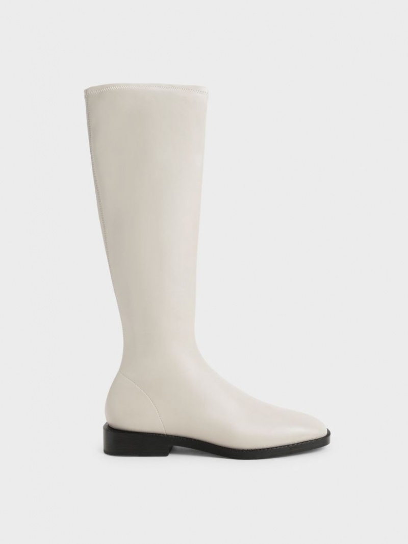 Cizme Pana La Genunchi Charles & Keith Plati Albi | 185XFZBRI