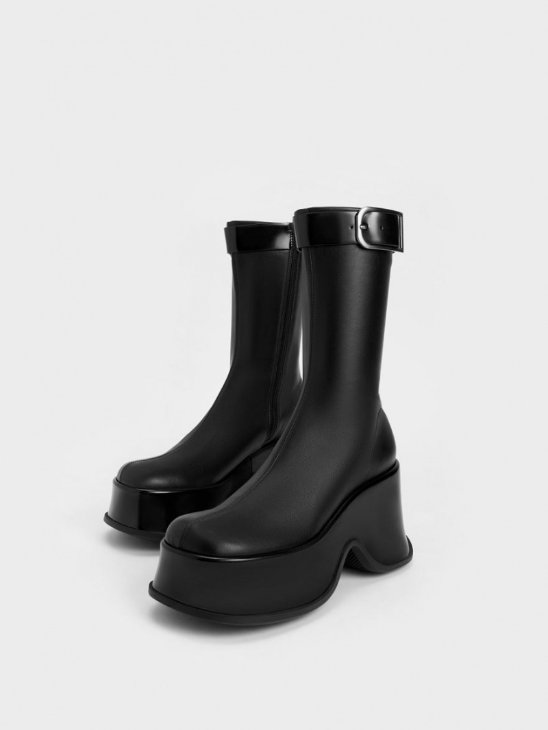 Cizme cu Platforma Charles & Keith Carlisle Negrii | 316UHBWEX