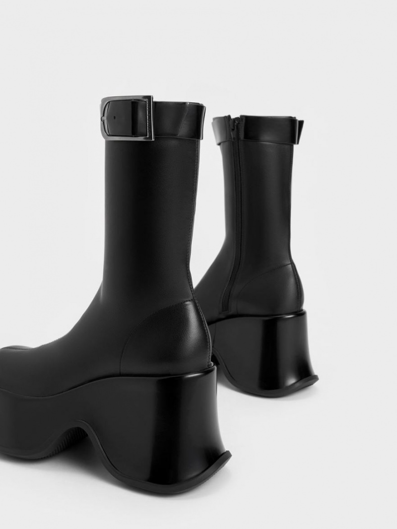Cizme cu Platforma Charles & Keith Carlisle Negrii | 316UHBWEX