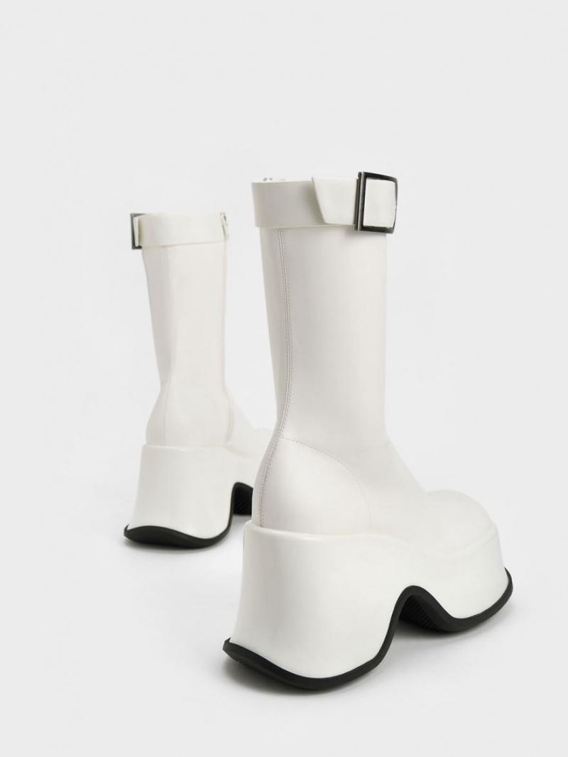 Cizme cu Platforma Charles & Keith Carlisle Albi | 072BFPVIQ