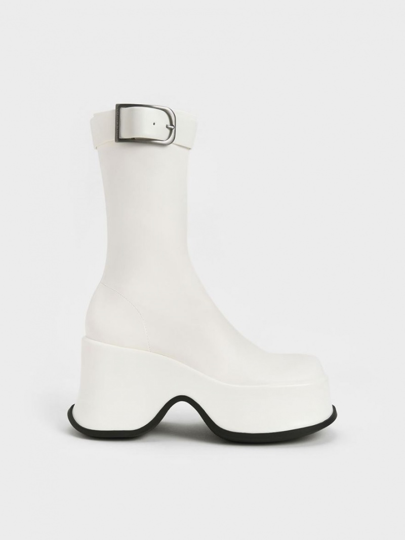 Cizme cu Platforma Charles & Keith Carlisle Albi | 072BFPVIQ