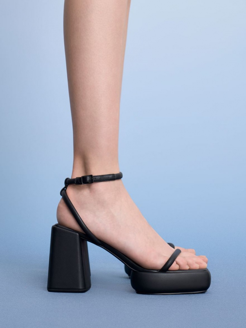 Cizme cu Platforma Charles & Keith Lucile Calf Negrii | 012VFMKPT