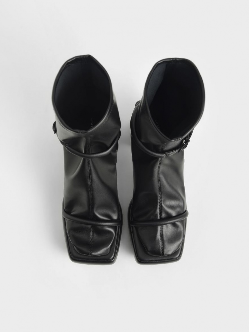 Cizme cu Platforma Charles & Keith Lucile Calf Negrii | 012VFMKPT