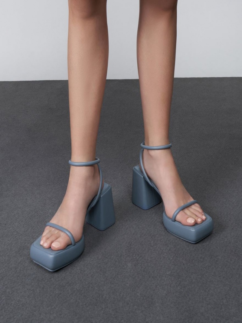 Cizme cu Platforma Charles & Keith Lucile Calf Albastri | 315GQYDHX