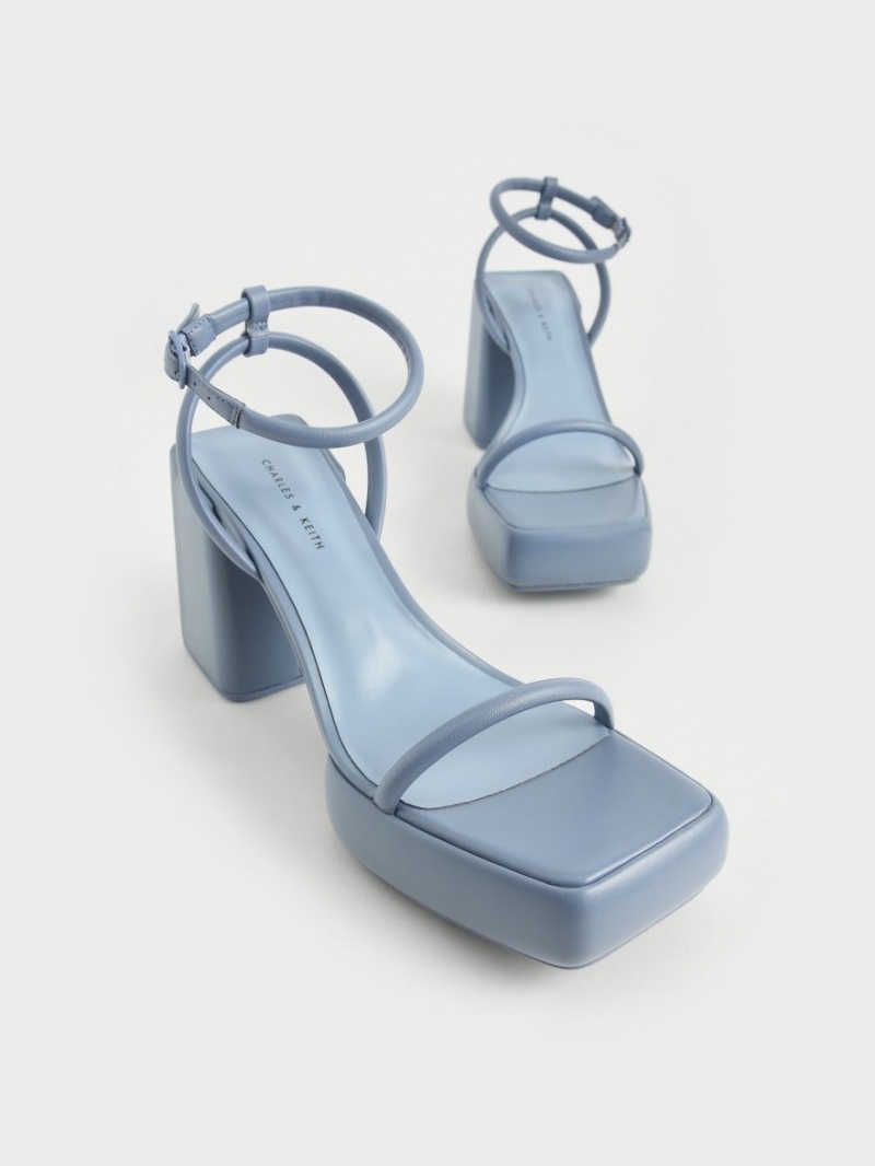 Cizme cu Platforma Charles & Keith Lucile Calf Albastri | 315GQYDHX