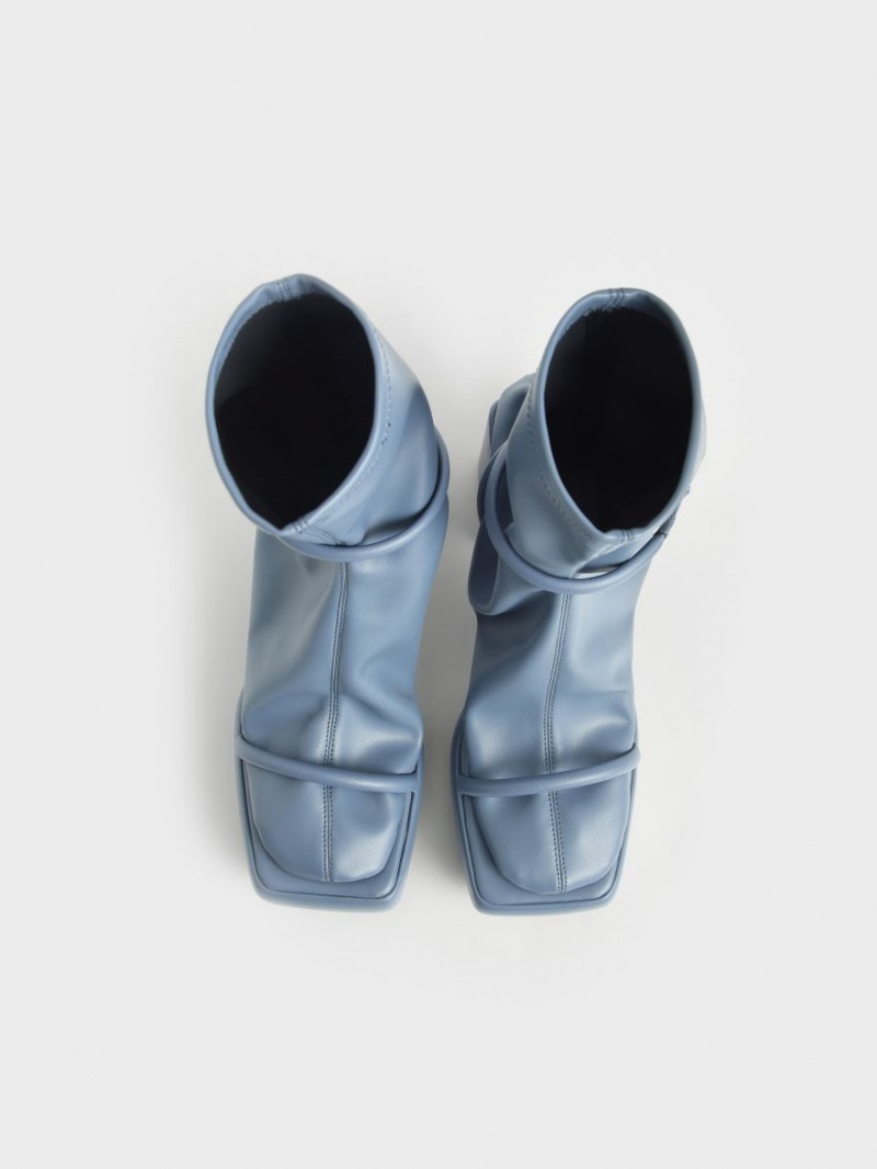 Cizme cu Platforma Charles & Keith Lucile Calf Albastri | 315GQYDHX
