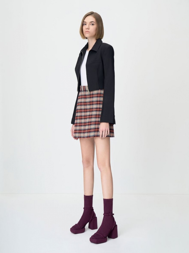 Cizme cu Platforma Charles & Keith Lucile Textured Calf Visinii | 836MCNWJE