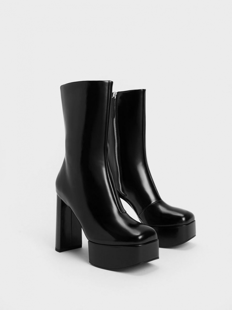 Cizme cu Toc Charles & Keith Corinth Blade Negrii | 713IUXBFC