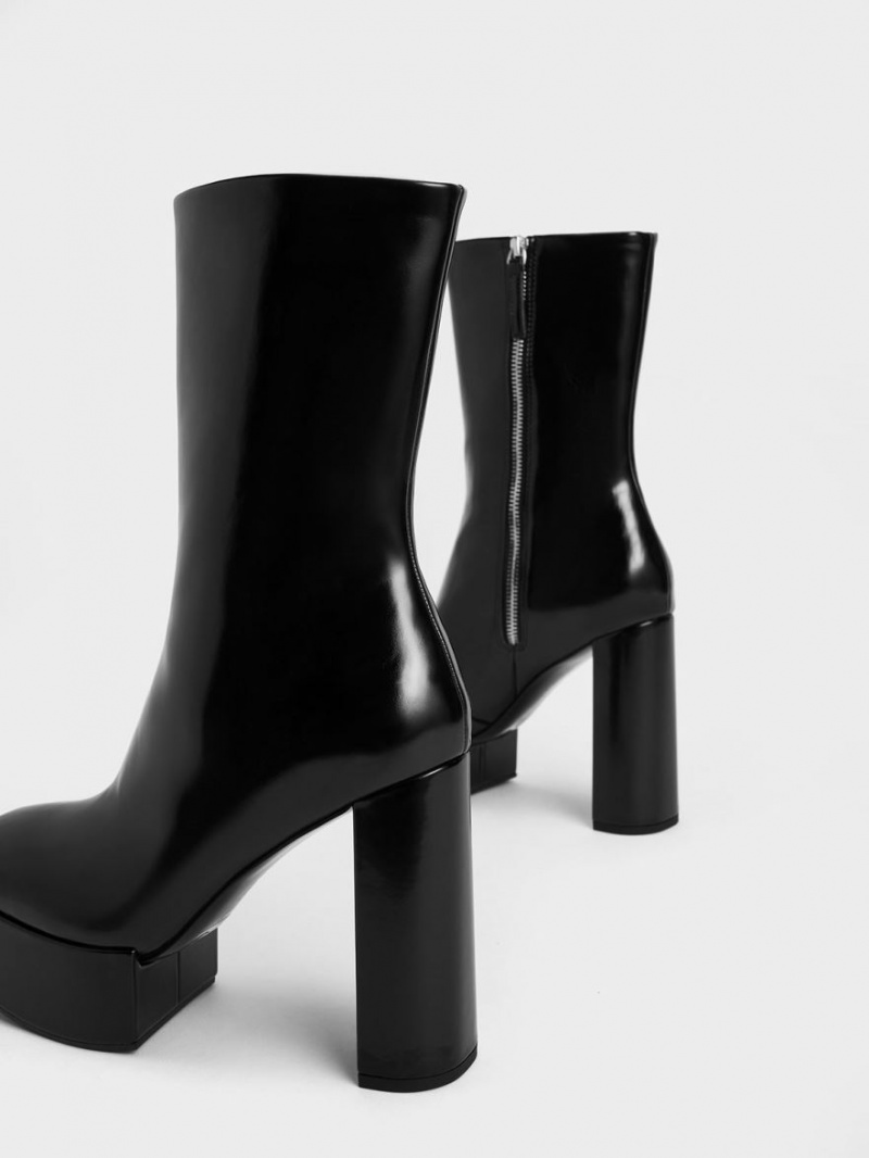 Cizme cu Toc Charles & Keith Corinth Blade Negrii | 713IUXBFC