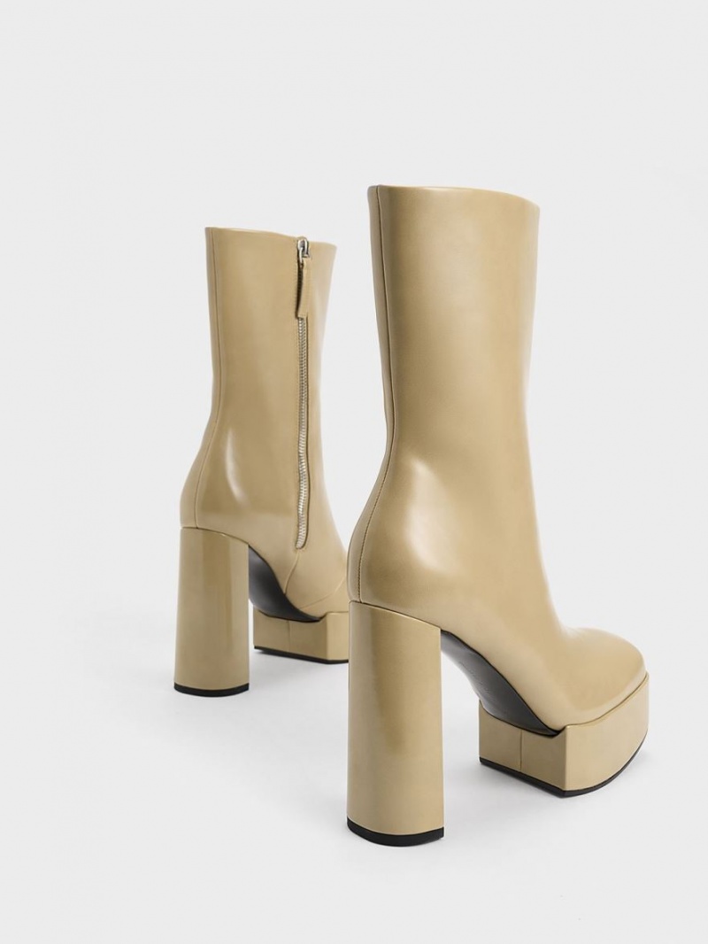 Cizme cu Toc Charles & Keith Corinth Blade Masline Verzi | 382CVQGWP