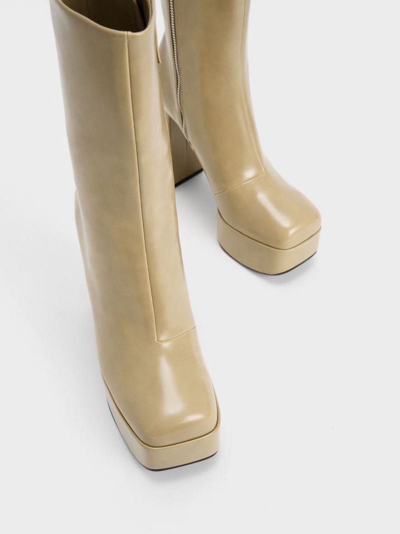 Cizme cu Toc Charles & Keith Corinth Blade Masline Verzi | 382CVQGWP
