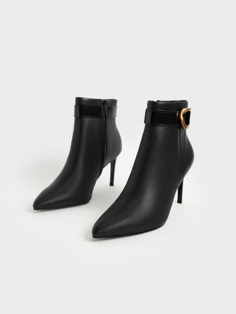 Cizme cu Toc Charles & Keith Gabine Piele Negrii | 763CETRBS