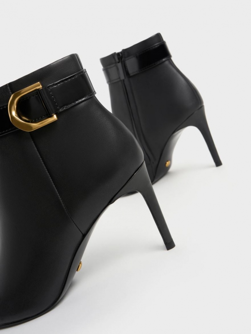 Cizme cu Toc Charles & Keith Gabine Piele Negrii | 763CETRBS