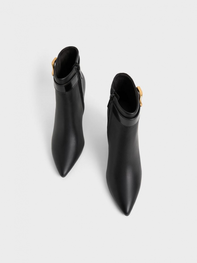 Cizme cu Toc Charles & Keith Gabine Piele Negrii | 763CETRBS