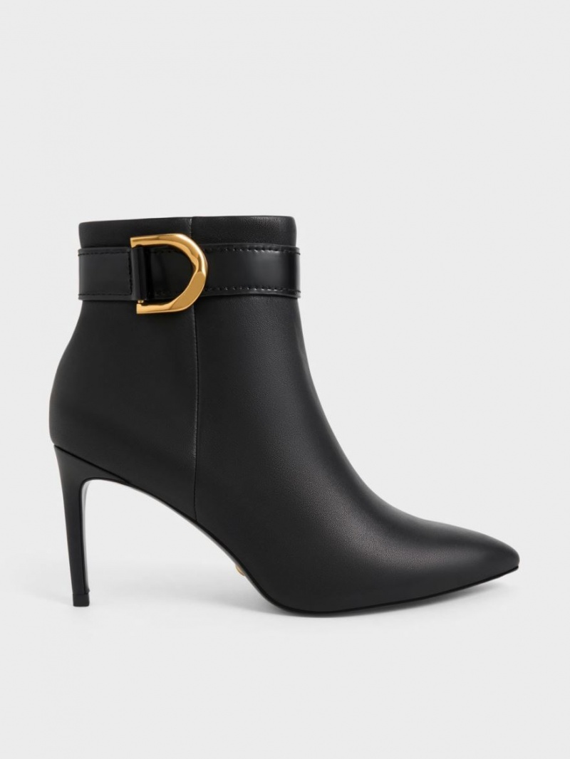 Cizme cu Toc Charles & Keith Gabine Piele Negrii | 763CETRBS