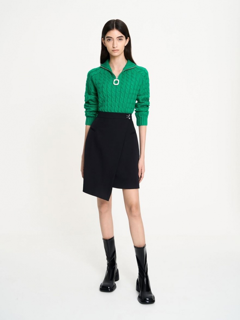 Cizme cu Toc Charles & Keith Lula Lacuita Grosolan Calf Negrii | 962NFEIPU