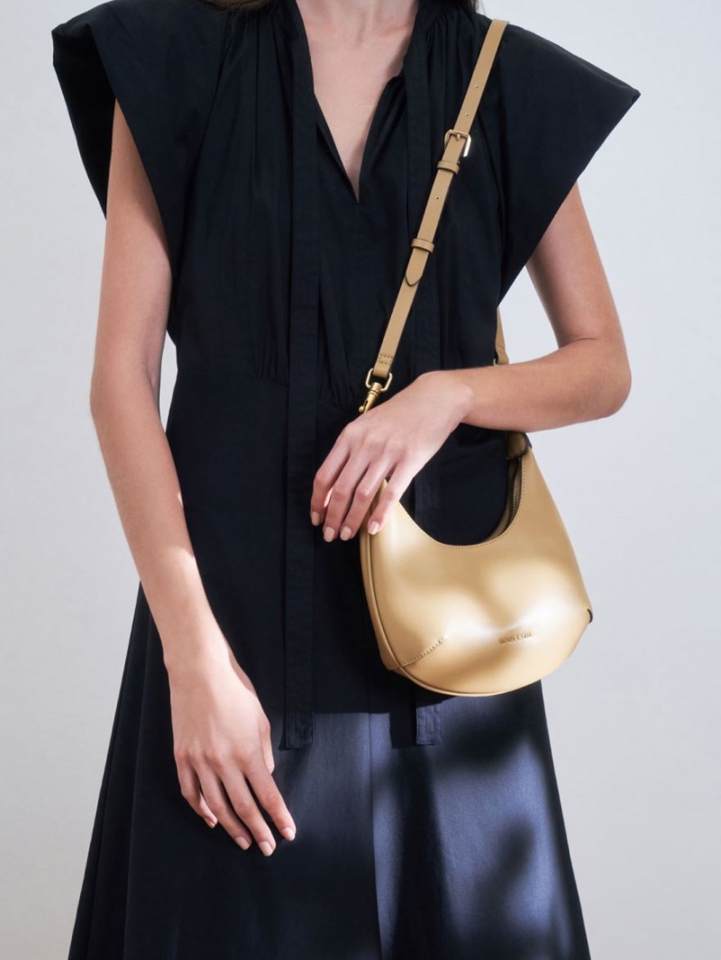 Geantă Hobo Charles & Keith Beaded Handle Bej | 430JQBPZW