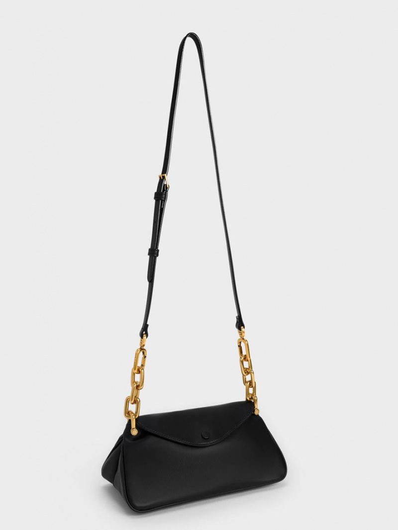 Geantă Hobo Charles & Keith Cleona Braided Handle Negrii | 752XNUVBG