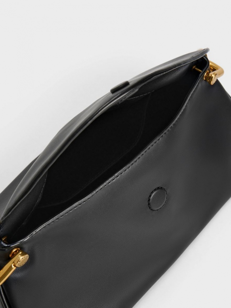 Geantă Hobo Charles & Keith Cleona Braided Handle Negrii | 752XNUVBG