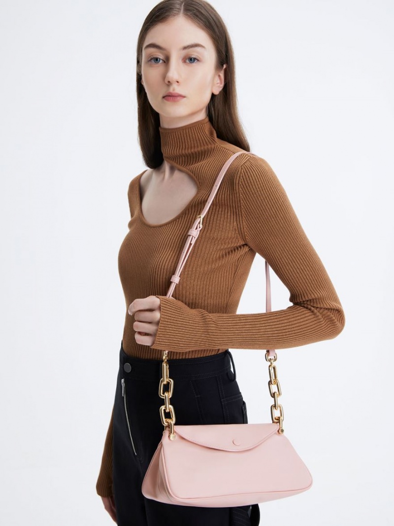 Geantă Hobo Charles & Keith Cleona Braided Handle Roz Deschis | 643SXRNYQ