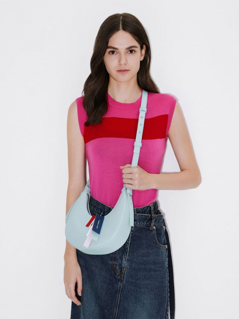 Geantă Hobo Charles & Keith Cockade Crescent Albastri | 240OFBDLE