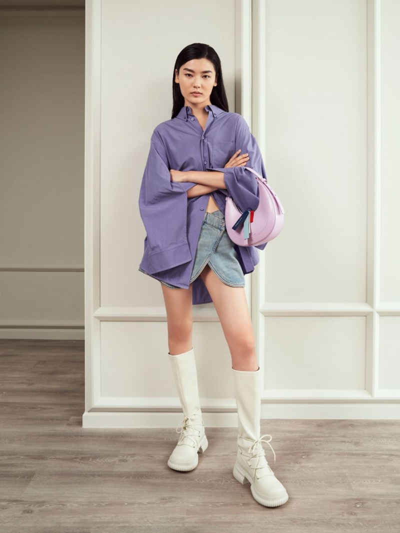 Geantă Hobo Charles & Keith Cockade Crescent Violet | 241GYCWQV