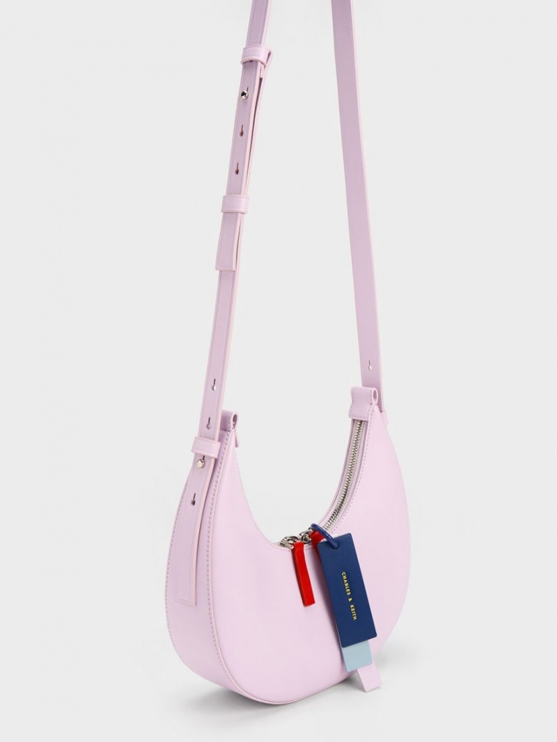 Geantă Hobo Charles & Keith Cockade Crescent Violet | 241GYCWQV